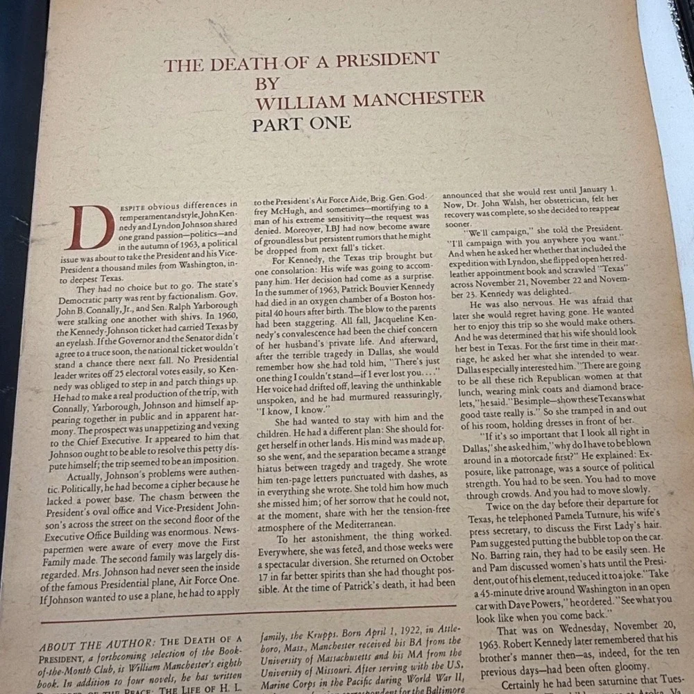 LOOK Magazine 1967 JFK Assassination Death of a President William Manchester 2pc
